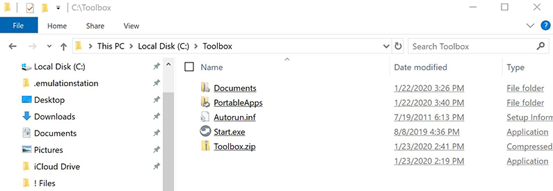 Custom toolbox launcher screenshot